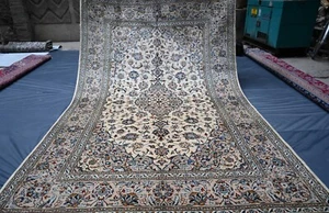 Alfombra oriental antigua marfil 7x10 alfombra de lana vintage caucásica anudada a mano - Imagen 1 de 14