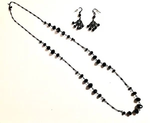 Faceted Black Jet Necklace and Earrings NIB - Picture 1 of 5