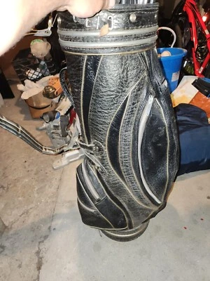 Antique Talon Co. Golf Bag Gator Leather Vinyl Black Black, Msg If U Want Clubs - Image 1 of 4