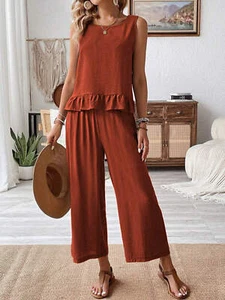 Set mit Rundhalsausschnitt und Hose mit weitem Bein - Bild 1 von 5
