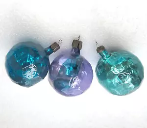 3 antike Vintage russische Silber Glas Weihnachtsschmuck Weihnachtsdeko Kugeln - Bild 1 von 6