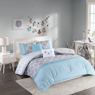 Intelligent Design Teal/Gray Sarah Comforter Set Twin/Twin XL 4pc - Image 1 of 4