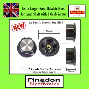 2x Manopola Controllo Volume Albero Foro 6mm Potenziometro Extra Large 45mm Difettosa - Foto 1 di 1