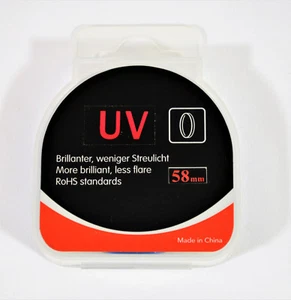 GENERIC 58MM UV CAMERA FILTER FOR DIGITAL OR FILM CAMERAS, MADE IN CHINA NEW - Picture 1 of 3