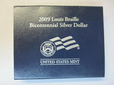 2009 Louis Braille Bicentennial Comm. BU Silver Dollar in Orig. Mint Case/COA - Image 1 of 3