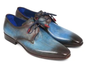 Paul Parkman blau & braun handbemalte Derby Schuhe (ID#326-BLUBRW) - Bild 1 von 6