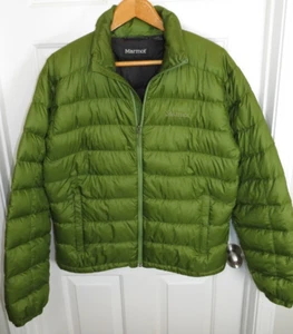 Marmot Men L Lightweight Zeus Puffer Jacket Green 800 Fill Goose Down Coat - Picture 1 of 7