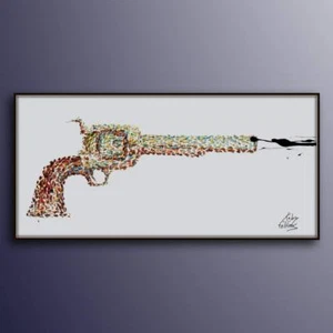 55" Shooting Gun Pop Art style, thick oil paint impasto style by Koby Feldmos. - Bild 1 von 5
