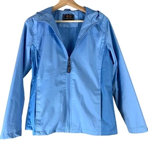 Giacca a vento donna I5 Apparel taglia small blu chiaro zip cappuccio tasche - Foto 1 di 7
