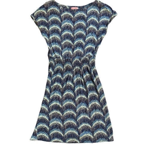 VETEMENTS Mini Abito Lilly Pulitzer Sadie Blu Navy Onde Manica ad Aletta Donna Taglia XS