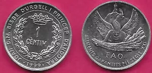 ANDORRA 1 CENTIM 1999 UNC 1 YEAR TYPE,ANGEL FIGURE CARRYING WHEATSHEAF,PRINCE O - Picture 1 of 1