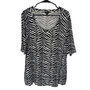 Talbots Top Size XL Soft Knit Short Sleeve Women's Zebra Animal Print