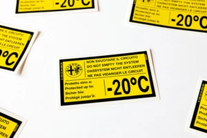 Adesivo "PROTETTO SINO A: -20° C" Antigelo Alfa Romeo Spider Duetto III IV serie - Foto 1 di 1