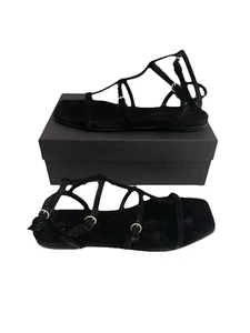 Freda Salvador Women's Gladiator Sandals Remi Black Suede Size 11 Flat Cage Shoe - Picture 1 of 6