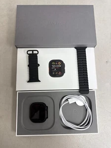 Apple Watch (Ultra 2) 49mm Black Titanium w/ Black Ocean Band (LTE) - Very Good - Zdjęcie 1 z 5