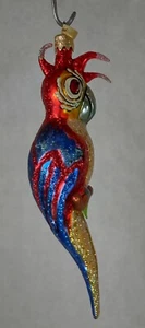 Polish Glass Ornament Red Blue Parrot Hand Painted in Poland Radko Inspired - Picture 1 of 4