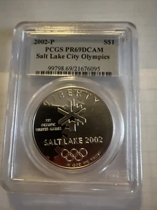 2002 P OLYMPICS SALT LAKE CITY PCGS PR69 DCAM 90% Silver Commemorative Dollar - Picture 1 of 5