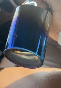 NETAMINT-3019 ExhaustTip3inch InletTo4Inch Double Wall Stainless Steelburnt Blue - Picture 1 of 3