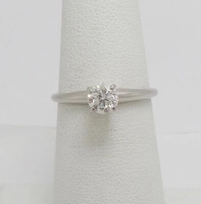 3/8CT Natural Round Diamond Solitaire Engagement Wedding Ring 14K White Gold - Image 1 of 4