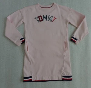 TOMMY HILFIGER Soft Pink Fleece Embroidered Logo Sweatshirt Dress Girl's Size 7 - Picture 1 of 13
