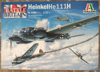 ✅ HE 111 H-6 BATTLE OF BRITAIN 80th ANN.KIT 1:72 Italeri 1436 Aerei Modellino - Immagine 1 di 4