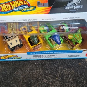 Hot Wheels RACER VERSE Jurassic World 4 Pack Mattel NEW SEALED - Picture 1 of 8