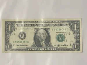 Six Of A Kind 0’s Fancy Serial Number $1 Bill - Picture 1 of 4
