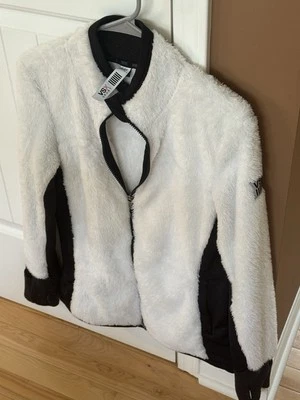 Chaqueta deportiva VSX para mujer blanca negra polar cremallera completa manga larga pequeña S Foto 1 de 4