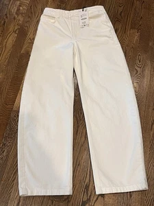 Zara Damen Mid Waist White Barrel Jeans ZW Collection Größe 2 Neu mit Etikett 5 Pocket Hose - Bild 1 von 5