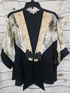 Spencer Alexis Kimono Jacket XL Black Silk Blend Whimsigoth Fairycore Romantic - Picture 1 of 6