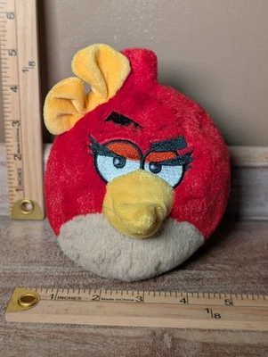 Red Girl Bird Angry Birds Plush Stuffed Anmal 4" Soft Toy No Sound 2010 - Image 1 of 4
