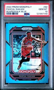 2022 PANINI PRIZM MONOPOLY 82 PASCAL SIAKAM BOARDWALK BLUE 4/15 PSA 10 - Picture 1 of 2