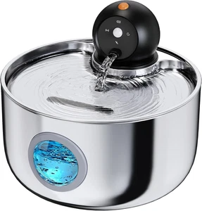 Fontanella per Gatti Senza Fili: Fontana per Gatti Acciaio - 2.6L Dispenser Acqu - Foto 1 di 12