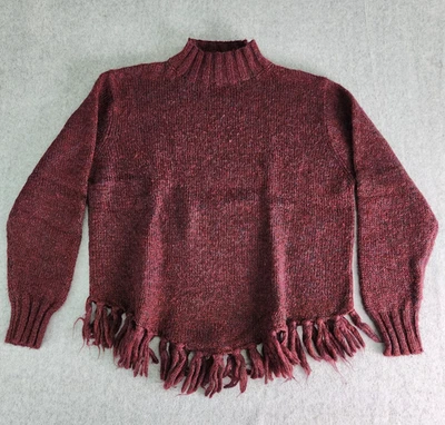 Suéter Blanco Ciervo XL Flecos Dobladillo Borgoña Cuello Simulado Damas Mezcla de Lana Occidental Foto 1 de 4