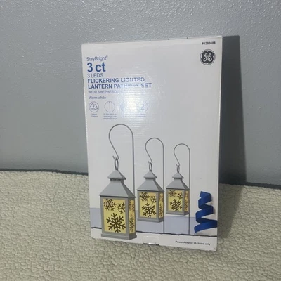 3 GE Staybright 27.5” w/Shepard's Hooks Flickering LED Lantern Pathway Lights - Image 1 of 3