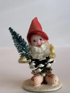 Vintage Weihnachten Tannenzapfen Elfe Ornament Glimmer - hält einen Baum - Japan - Bild 1 von 6