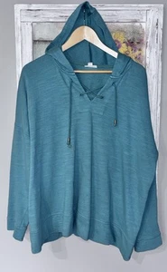 Maglione J Jill verde erica manica lunga 100% cotone felpa con cappuccio tunica donna 2X - Foto 1 di 6