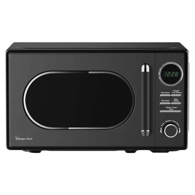 Magic Chef 0.7 Cubic Feet 700 Watt Classic Retro Microwave, Black (Open Box) - Image 1 of 4