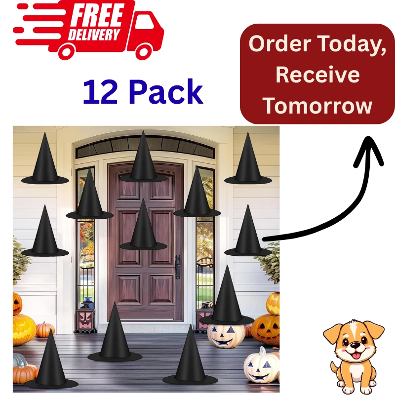 12 PIEZAS Sombreros de Bruja de Halloween, Sombrero de Bruja Colgante Negro, Accesorios de Disfraz de Bruja Foto 1 de 3