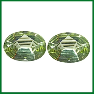 16.04 Ct Impressive Matching Pair EarRings Oval Green Amethyst (Prasiolite) Gems - Picture 1 of 7