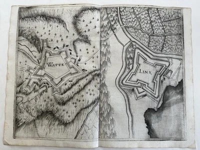 Watte fortified walls & Link fortress France 1673 Priorato city plan folio map - Image 1 of 4