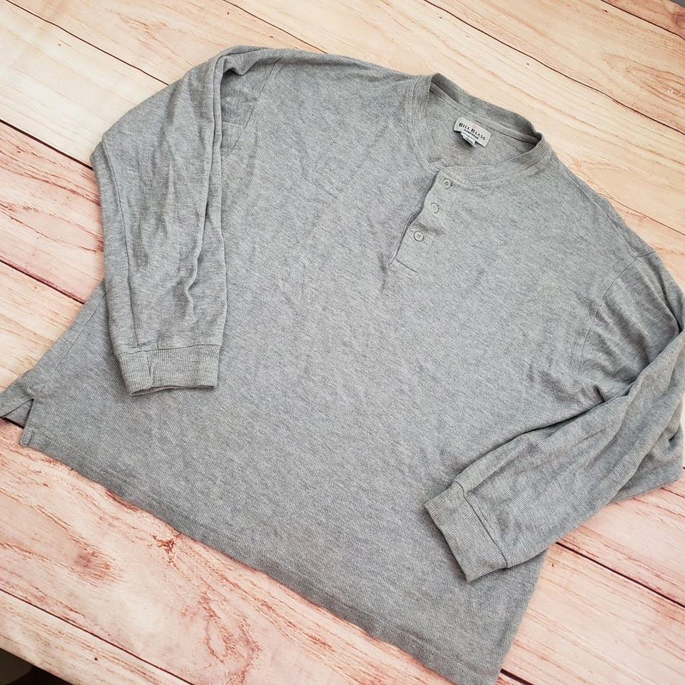 Camisa DE COLECCIÓN Bill Blass Ropa de Dormir Para Hombre Grande Gris Henley Manga Larga Adulto Foto 1 de 4