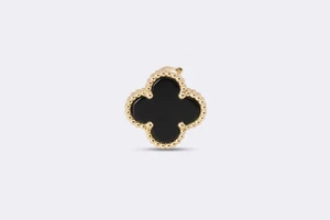 Van Cleef & Arpels 18k Gelbgold Onyx Alhambra Ohrring Ersatz (4,09g.) - Bild 1 von 4