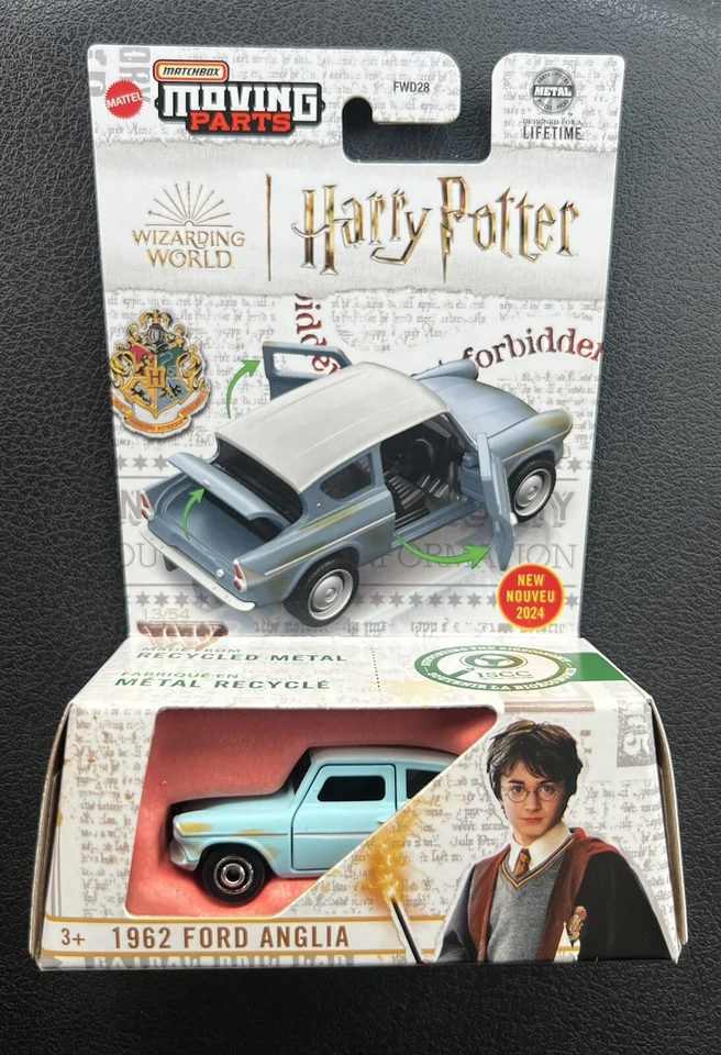 1962 Ford Anglia Blue Matchbox Moving Parts Harry Potter 2024 13/54 1:64 - Image 1 of 1