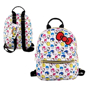 Sanrio Characters Hello Kitty Leather Mini Backpack 11" AOP Red Bow Rucksack - Picture 1 of 8