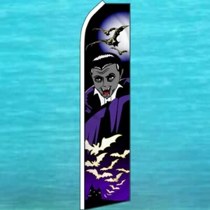 DRACULA VAMPIRE TALL FLUTTER FLAG Halloween Feather Swooper Advertising Banner - Picture 1 of 5