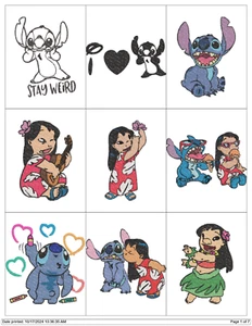 54 CARTOON MOVIE CHARACTERS STITCH EMBROIDERY MACHINE DESIGNS PES JEF HUS USB - Picture 1 of 24