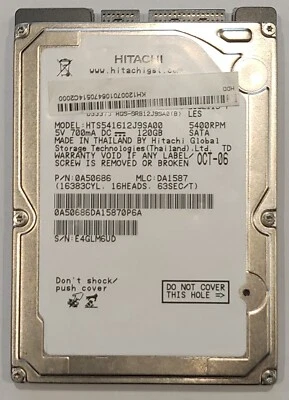 Disque Dur 120Go SATA 2.5 HITACHI HTS541612J9SA00 5400rpm 8Mo - Photo 1/4