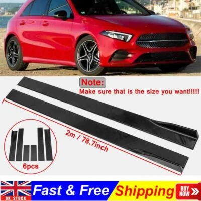 Gloss Black For Benz A-Class AMG Side Skirts Rocker Panels Splitter Body Kit 2M - Image 1 of 4