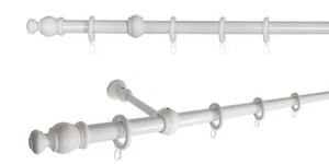 Barra de cortina 1 carrera montaje en pared aspecto madera color: blanco - Imagen 1 de 33